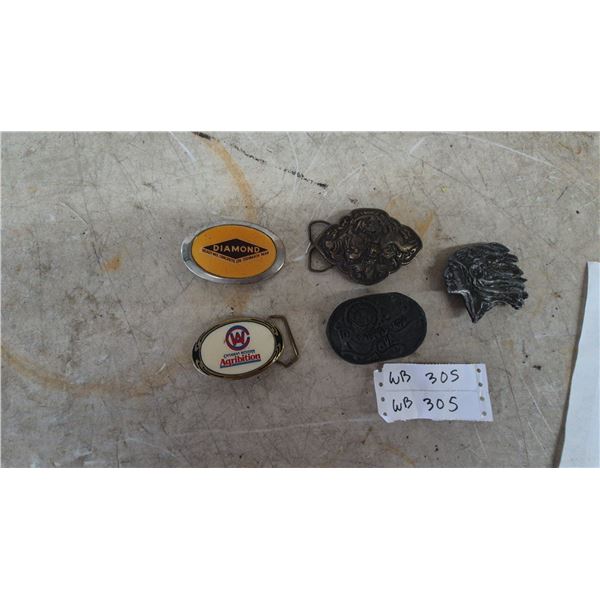 Assorted Belt Buckles: Diamond, W-M Agribition, 1971 United We Stand