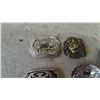 Image 2 : 5 Assorted Belt Buckles: Black and Silver, Silver Horse, Brass Lion, Silver Angel