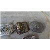 Image 3 : 5 Assorted Belt Buckles: Black and Silver, Silver Horse, Brass Lion, Silver Angel