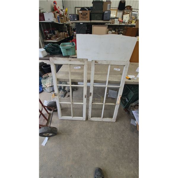 Pair of 6-Pane Wood and Glass Window Sashes, 20”×42”