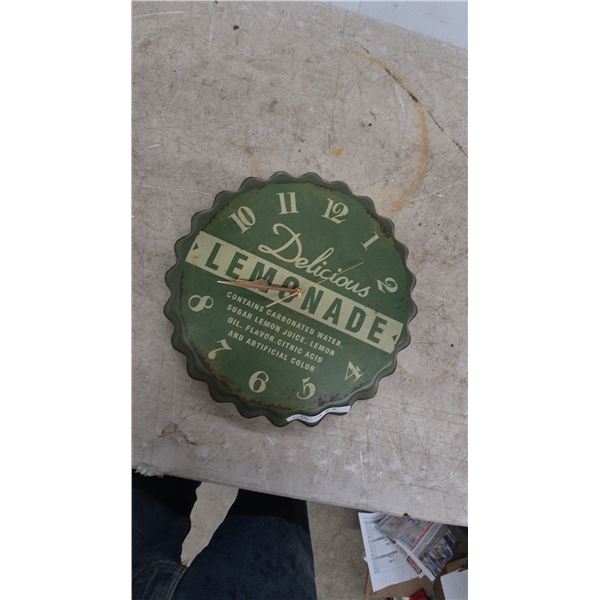 Delicious Lemonade Bottle Cap Wall Clock 14” diameter