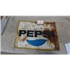 Image 1 : Vintage 1970s Pepsi tin embossed Advertising Sign with Yellow Border 19” x27”