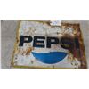 Image 2 : Vintage 1970s Pepsi tin embossed Advertising Sign with Yellow Border 19” x27”