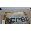 Image 3 : Vintage Pepsi tin embossed Advertising Sign with Blue Block Lettering and Yellow Border19”×27”