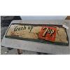 Image 1 : Vintage "Fresh Up with 7up" Embossed Tin Advertising Sign, Made in Canada, circa 1940s-1950s.