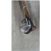 Image 3 : Vintage Golf Club Set: 2 Wood Drivers, 3 Iron Clubs