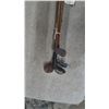 Image 6 : Vintage Golf Club Set: 2 Wood Drivers, 3 Iron Clubs