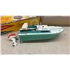 Image 5 : Two Vintage Lang Craft Powered Model Boats, Runabout and Cabin Cruiser, Japan, 1950s-60s, with