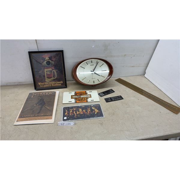 A&W Root Beer Framed Print, Harley-Davidson and Fuego License Plates
