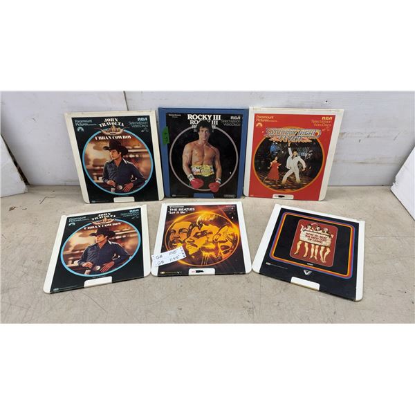 RCA SelectaVision VideoDiscs: Urban Cowboy 2, Rocky III, Saturday Night Fever