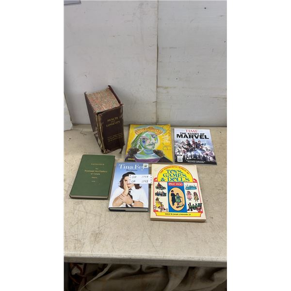 Assorted Books: Fully Illustrated Health and Longevity, Picasso, Tina Fey