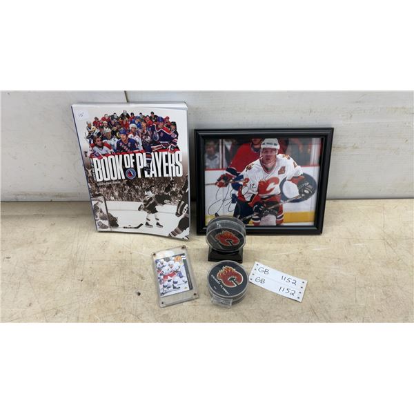 Hockey Memorabilia: Autographed Theo Fleury Photo, Hockey Hall of Fame Book of Players