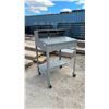 Image 1 : Gray Metal Rolling Desk with Upper Storage, Locking Drawer, 35 × 30 × 54”