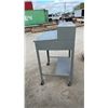 Image 2 : Gray Metal Rolling Desk with Upper Storage, Locking Drawer, 35 × 30 × 54”