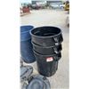 Image 2 : Uline H-1854BL Black Round Brute 20 Gal. Containers 3, 26L Rubbermaid Containers 2, and Dollies 4