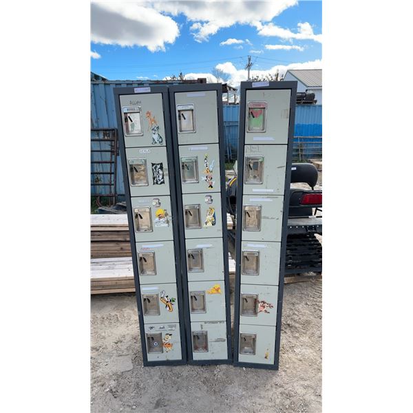 Three 6-Tier Lockers, 72”×12”×18”