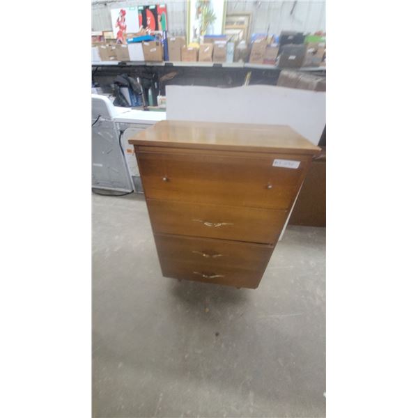 Mid-Century Modern 4-Drawer Dresser with Brass Pulls 42”×27”×16”