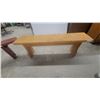 Image 2 : Two Wooden Benches: One Red-Painted 72” and One Natural Wood Finish 54”
