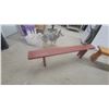 Image 5 : Two Wooden Benches: One Red-Painted 72” and One Natural Wood Finish 54”
