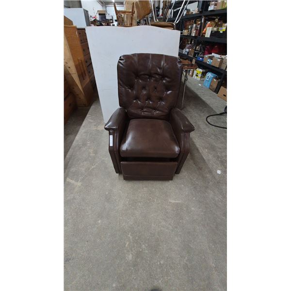 Brown Tufted Faux Leather Recliner with Footrest