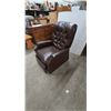 Image 2 : Brown Tufted Faux Leather Recliner with Footrest