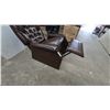 Image 4 : Brown Tufted Faux Leather Recliner with Footrest