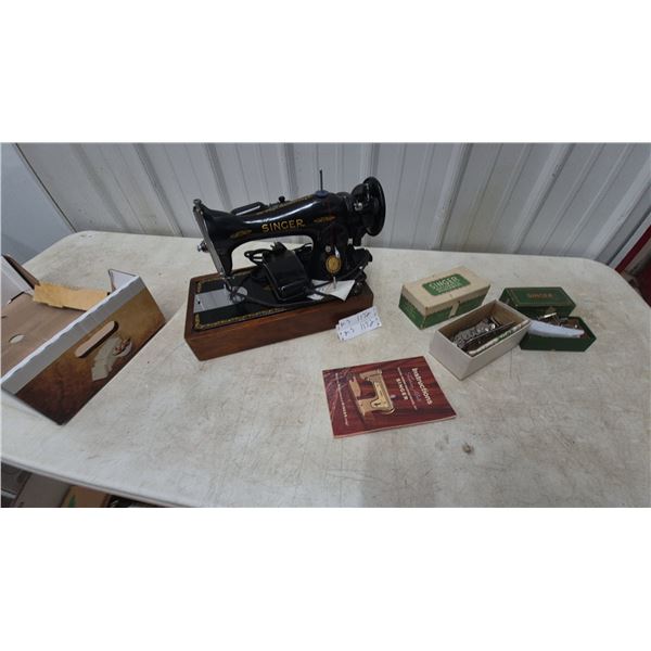 Singer Sewing Machine with Attachments, Instructions, and Original Boxes