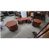 Image 1 : Three-Piece Wooden Coffee Table and End Table Set