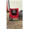Image 2 : Red Two-Wheeled Child / Pet Trailer with Black Mesh Windows and Metal Frame