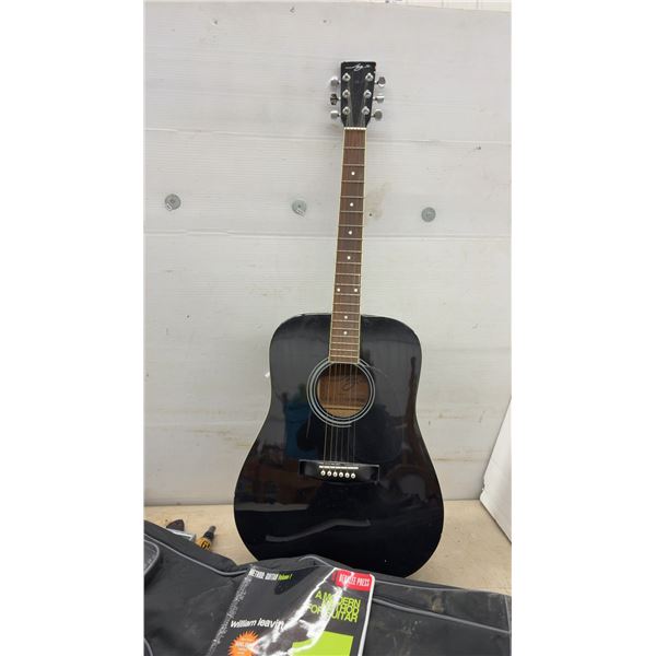 Jay Jr. Black Dreadnought Acoustic Guitar with Gig Bag, Method Book, Strings, Tuner