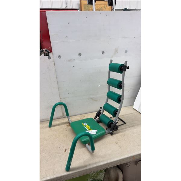 AbMaxx Abdominal Exercise Machine with Green Padded Seat and Five Support Rollers