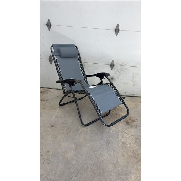 Gray Foldable Zero Gravity Reclining Chair with Adjustable Headrest and Armrest Locks