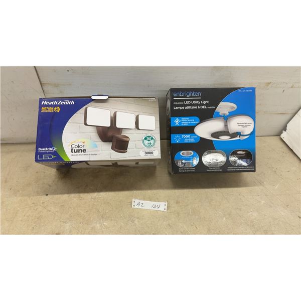 New Heath Zenith HZ-5051-BZ Motion LED Flood Light and Enbrighten Adjustable LED Utility Light
