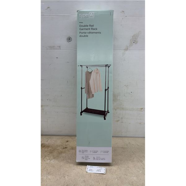 New Type A Prima Double Rail Garment Rack with Shoe Shelf, 32 1/4” x 21 1/4” x 50 1/2”, Adjustable