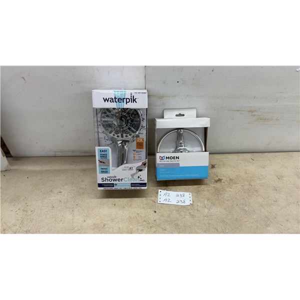 New Waterpik ShowerClean Pro 7-Spray Handheld Showerhead and Moen Vale DN4486CH Chrome Towel Ring