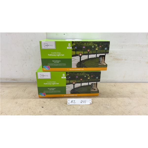 Mainstays Crackle Glass Solar-Powered LED Pathway Light Sets, 8-Pack, Color Changing, Qty 2