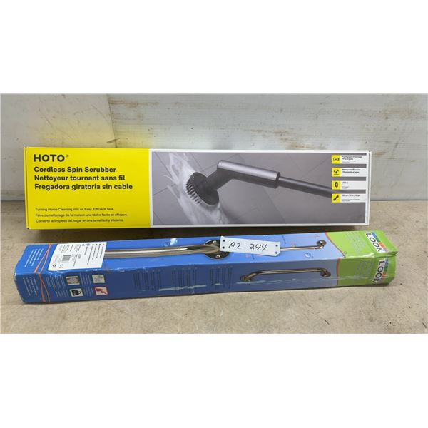 HOTO Cordless Spin Scrubber and LOOK 24” Fixed Flange Grab Bar