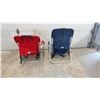 Image 3 : Pair of RIO Beach Hi-Boy 17” Extended Seat 5-Position Backpack Beach Chairs, Red and Blue