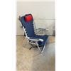 Image 4 : Pair of RIO Beach Hi-Boy 17” Extended Seat 5-Position Backpack Beach Chairs, Red and Blue