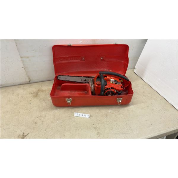 Homelite Super 2 Chainsaw, Model 50140, with Polar Start DN-600 Bar and Red Carrying Case