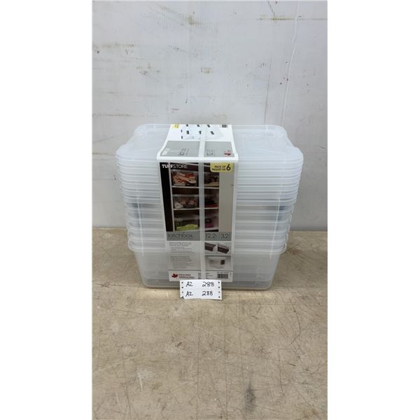 Tuffstore Latchbox 6-Pack Storage Bins, 2.2 Litres / 3.2 Gallons, 15.6” x 11” x 6.5