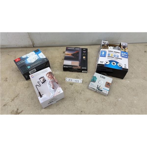 New RiteCord 15' Extension Cords, Globe Smart Plugs, Monster 4K HDMI Cable, Tile Mate