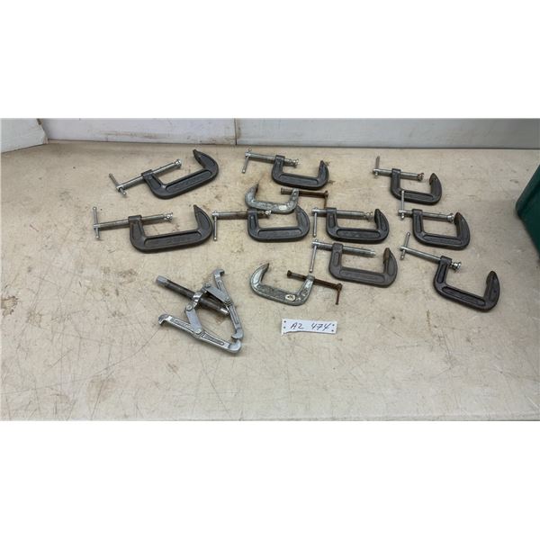Assorted C-Clamps, 2 1/2 - 4” and Gear Puller