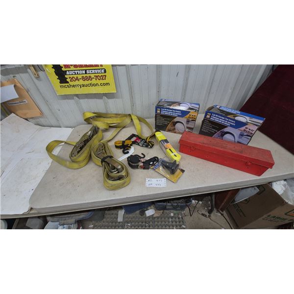 Power Test 2-Piece RV Storage Tire Covers, MaxLoad Tow Strap, Ratchet Straps