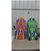 Image 1 : Two Sno-Storm Snow Sleds, Orange and Blue, Green and Blue, with Handles and Pull Ropes never used