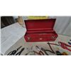 Image 2 : Red Metal Tool Box, Pipe Cutters, Tin Snips, Pliers, Wire Strippers