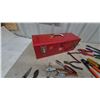 Image 6 : Red Metal Tool Box, Pipe Cutters, Tin Snips, Pliers, Wire Strippers