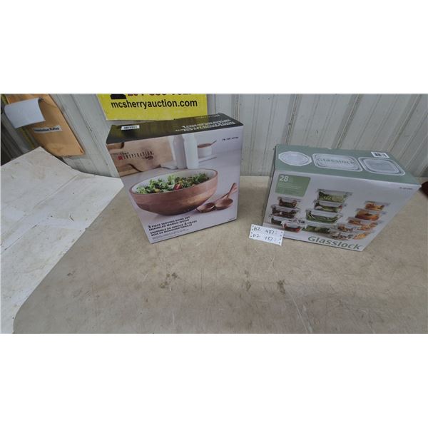 Home Inspiration 3 Piece Serving Bowl Set and Glasslock 28 Piece Food Storage Container Set all new