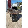 Image 2 : 2 Metal Drum Tables with wooden table tops 39 × 39 × 38
