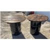 Image 5 : 2 Metal Drum Tables with wooden table tops 39 × 39 × 38
